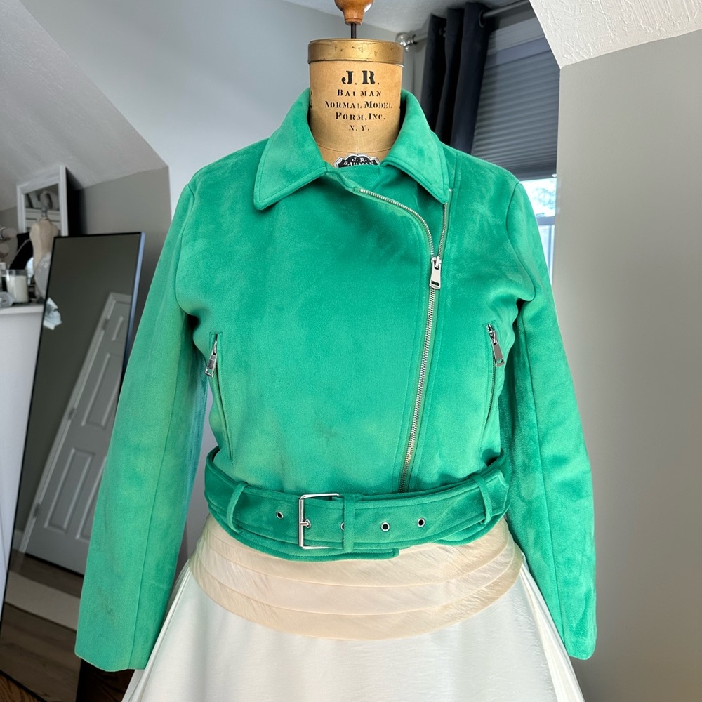 Never worn ZARA faux suede moto jacket XL